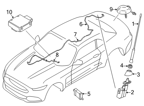 2018 Ford Mustang Antenna & Radio Speaker Diagram for FR3Z-18808-C