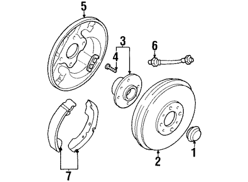 1998 Ford Escort Rear Brakes Backing Plate Diagram for F8CZ-2212-AA