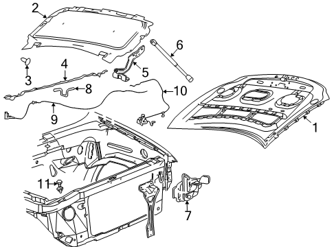 2008 Ford F-150 Hood & Components Insulator Diagram for 5L3Z-16738-AA