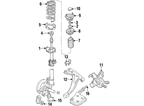 2001 Mercury Villager Front Suspension Components, Lower Control Arm, Stabilizer Bar Knuckle Diagram for XF5Z-3130-AA