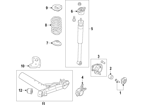 2018 Ford Fiesta Rear Axle, Suspension Components Bushing Diagram for BE8Z-5A638-A