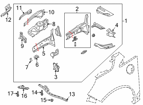 2017 Ford C-Max Structural Components & Rails Crossmember Assembly Diagram for CP9Z-5410684-A