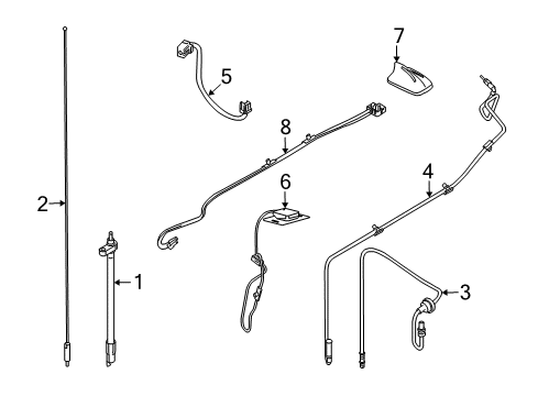 2007 Ford Freestyle Antenna & Radio Antenna Mast Diagram for 5F9Z-18813-CA