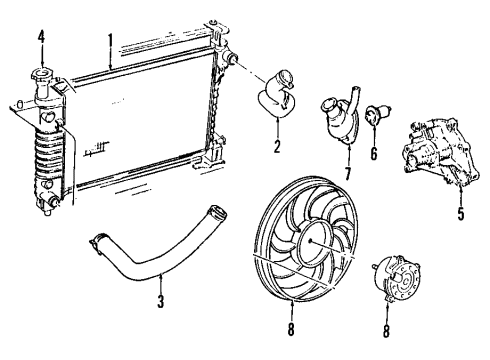 2002 Ford Mustang Cooling System, Radiator, Water Pump, Cooling Fan Fan Module Diagram for 3R3Z-8C607-AA