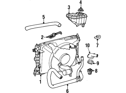 2001 Ford Crown Victoria Radiator & Components Reservoir Diagram for 2W7Z-8A080-AA
