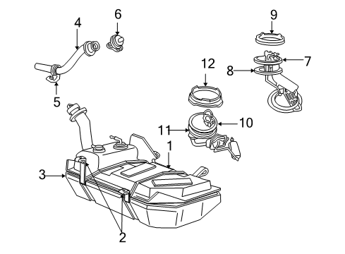1999 Ford Mustang Fuel System Components Fuel Tank Diagram for XR3Z-9002-EB
