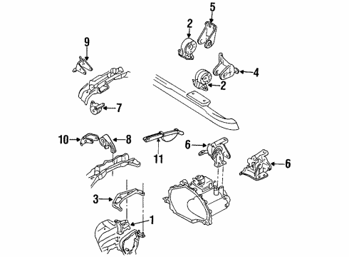 1995 Ford Contour Engine & Trans Mounting Support Bracket Diagram for F5RZ6028A