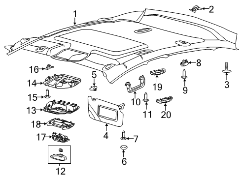 2014 Ford Focus Interior Trim - Roof Sunvisor Diagram for F1EZ-5804105-AA