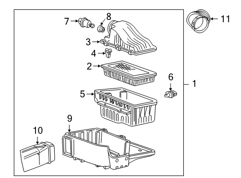 2002 Ford Excursion Air Intake Air Cleaner Assembly Diagram for 2C3Z-9600-AA