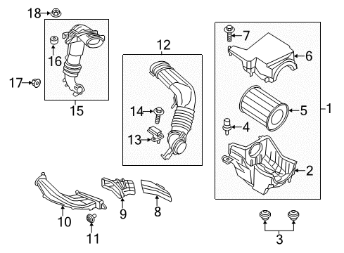 2013 Ford Escape Powertrain Control Air Cleaner Assembly Diagram for CV6Z-9600-G
