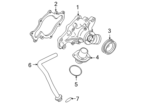 2003 Ford F-350 Super Duty Water Pump Pulley Diagram for 5C3Z-8509-A