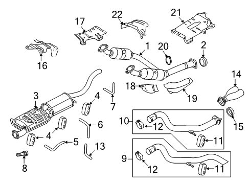 2010 Ford Explorer Sport Trac Exhaust Components Tailpipe Diagram for 8A2Z-5A212-A