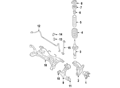 2010 Ford Transit Connect Front Suspension Components, Lower Control Arm, Stabilizer Bar Upper Mount Diagram for 7T1Z-3A197-A