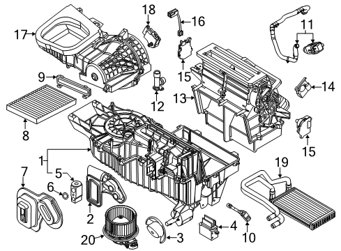 2012 Ford Explorer Air Conditioner Air Chamber Assembly Diagram for CG1Z-18471-C
