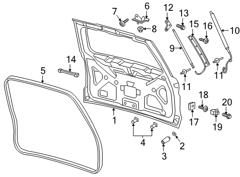 2020 Ford Expedition Lift Gate Striker Diagram for DS7Z-54404A42-B