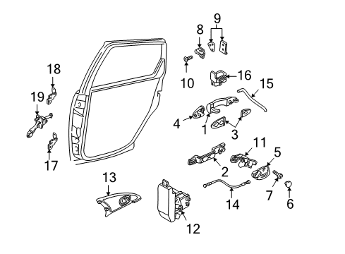 2001 Ford Focus Rear Door - Lock & Hardware Latch Assembly Diagram for 6S4Z-5426412-E
