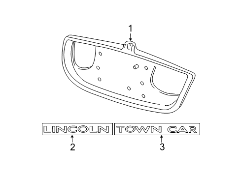 2007 Lincoln Town Car Exterior Trim - Trunk Lid Nameplate Diagram for 3W1Z-5442528-BA