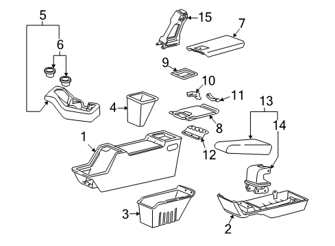 2003 Ford Ranger Console Cup Holder Diagram for F77Z-7813562-CAA