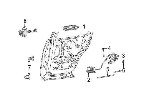 2004 Lincoln Aviator Rear Door - Lock & Hardware Latch Assembly Diagram for 5C5Z-78264A00-AC