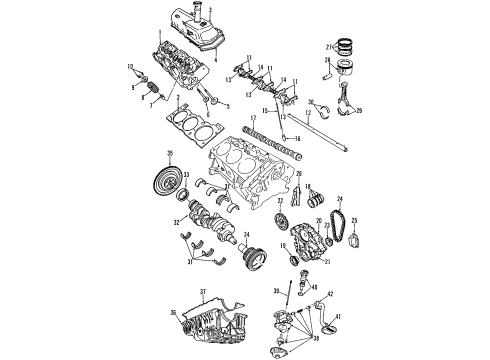 2000 Ford Explorer Engine Parts, Mounts, Cylinder Head & Valves, Camshaft & Timing, Oil Pan, Oil Pump, Balance Shafts, Crankshaft & Bearings, Pistons, Rings & Bearings Pulley Diagram for F67Z-6312-AA