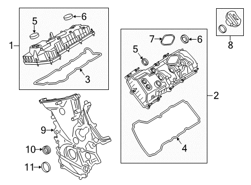 2018 Ford Transit-150 Valve & Timing Covers Mount Plate Gasket Diagram for BL3Z-9417-A