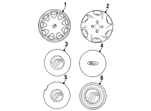 1995 Mercury Mystique Wheel Covers & Trim Wheel Cap Diagram for F5RZ1130AAA
