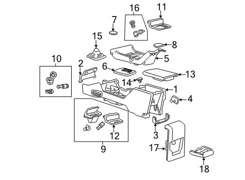 2002 Ford Explorer Front Console Ashtray Assembly Diagram for 1L2Z-7804810-AAA