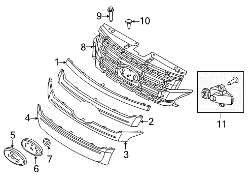 2011 Ford Edge Grille & Components Lower Molding Diagram for BT4Z-8200-E