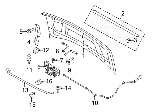 2010 Ford E-150 Hood & Components Hood Bumper Diagram for 7T4Z-16758-B