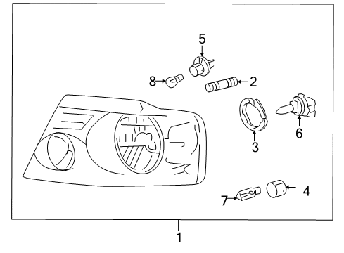 2008 Ford F-150 Bulbs Headlamp Assembly Diagram for 7L3Z-13008-CA