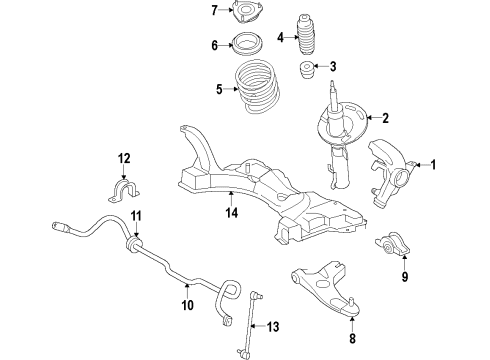 2011 Ford Focus Front Suspension Components, Lower Control Arm, Stabilizer Bar Stabilizer Link Diagram for AS4Z-5K484-A