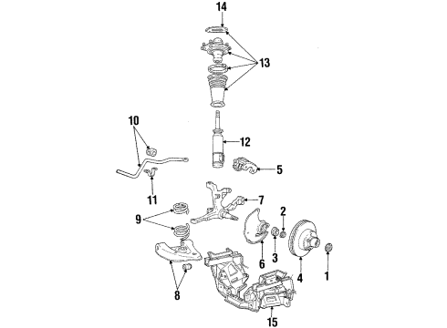 1986 Ford Mustang Front Suspension Components, Lower Control Arm, Stabilizer Bar Caliper Diagram for F1VY-2V121-ARM