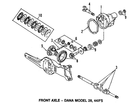 1995 Ford F-150 Front Axle, Differential, Propeller Shaft U-Joint Kit Diagram for D3TZ-3249-A
