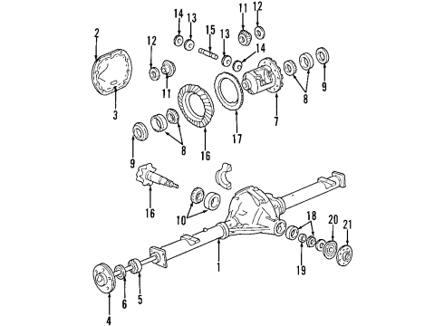 2002 Ford F-150 Rear Axle, Differential, Propeller Shaft Rear Cover Diagram for F4TZ-4033-A