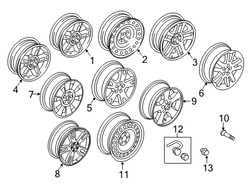 2008 Ford Explorer Wheels Wheel, Alloy Diagram for 6L2Z-1007-B