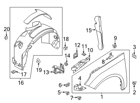 2016 Ford Focus Fender & Components Fender Liner Diagram for AM5Z-16103-A