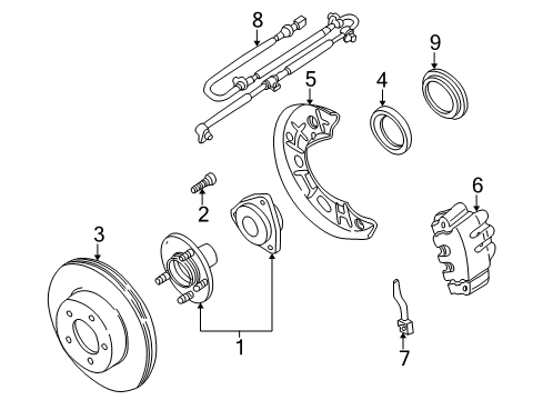 1996 Ford Explorer Front Brakes Hub Seals Diagram for F57Z-1S190-AA