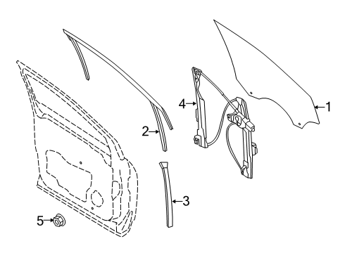 2019 Ford Escape Front Door Lower Guide Diagram for CJ5Z-99222A00-A
