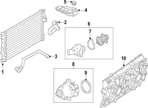 2015 Ford Edge Cooling System, Radiator, Water Pump, Cooling Fan Water Pump Assembly Diagram for EJ7Z-8501-F