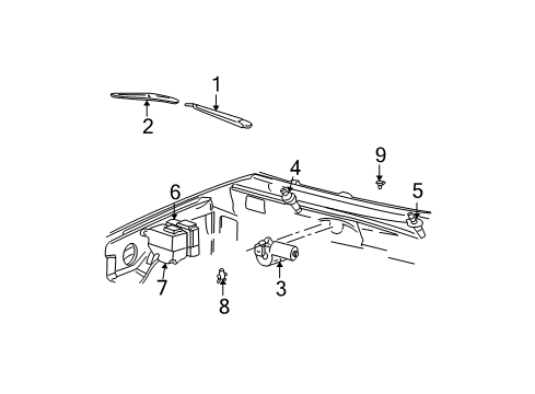 1995 Ford Explorer Wiper & Washer Components Arm & Pivot Assembly Diagram for F57Z-17567-B