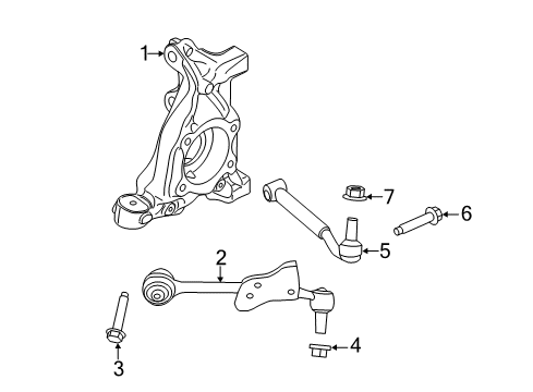 2020 Ford Mustang Front Suspension Components, Lower Control Arm, Stabilizer Bar Knuckle Diagram for FR3Z-3K186-AB