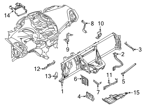 2016 Ford C-Max Instrument Panel Components Lower Bracket Brace Diagram for AM5Z-58042K50-A