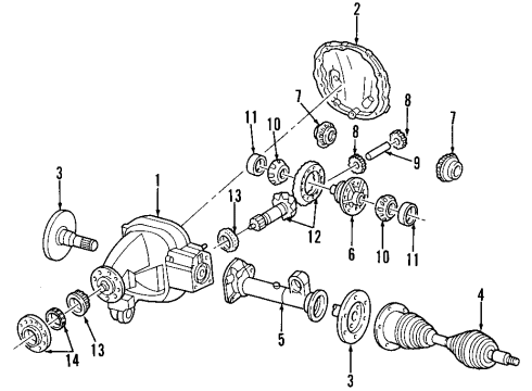 2001 Lincoln Navigator Front Axle, Differential, Drive Axles, Propeller Shaft Universal Joints Diagram for F2TZ-4635-A