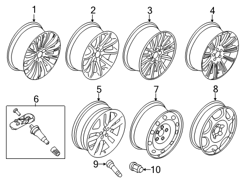 2014 Lincoln MKX Wheels Wheel, Alloy Diagram for DA1Z-1007-B