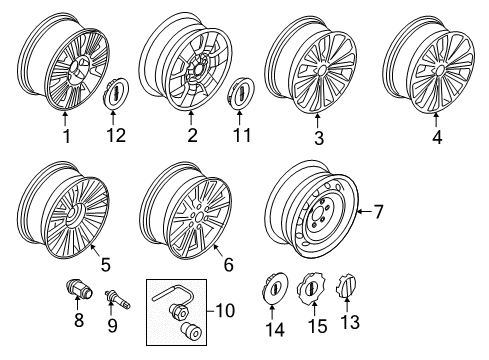 2016 Lincoln Navigator Wheels, Center Cap Wheel Nut Diagram for ACPZ-1012-B