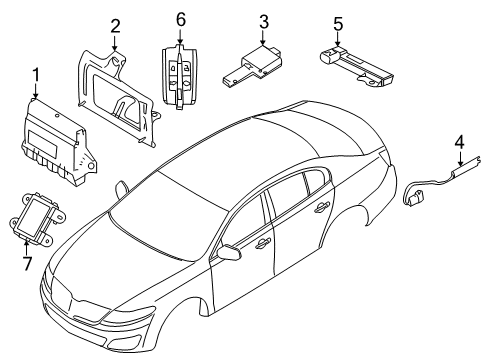 2010 Lincoln MKS Keyless Entry Components Antenna Diagram for DL3Z-15603-C