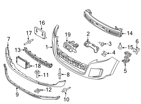 2011 Ford Edge Front Bumper Valance Panel Diagram for BT4Z-17626-A