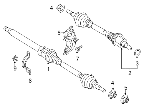 2020 Lincoln MKZ Drive Axles - Front Axle Assembly Diagram for HG9Z-3B436-J
