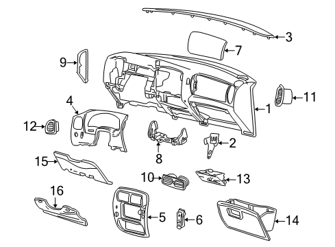 2002 Ford Explorer Sport Instrument Panel Air Bag Module Support Bracket Diagram for F77Z-10043B32-AA