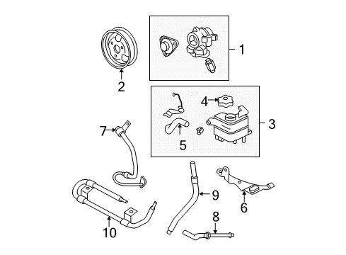 2009 Ford Ranger P/S Pump & Hoses, Steering Gear & Linkage Power Steering Pump Diagram for 7L5Z-3A674-D